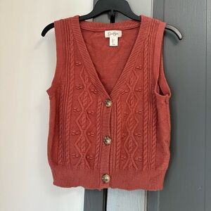 Jessica Simpson Terracotta V-Neck Sweater Vest